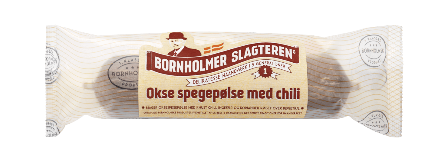 Oksespegepølse med chili